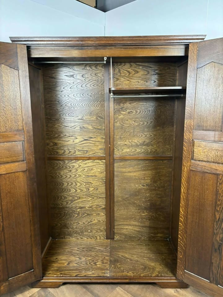 Vintage Oak Priory Style Double Wardrobe by Locks of London