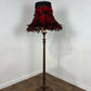 Vintage Carved Standard Lamp with Handmade Feather Shade