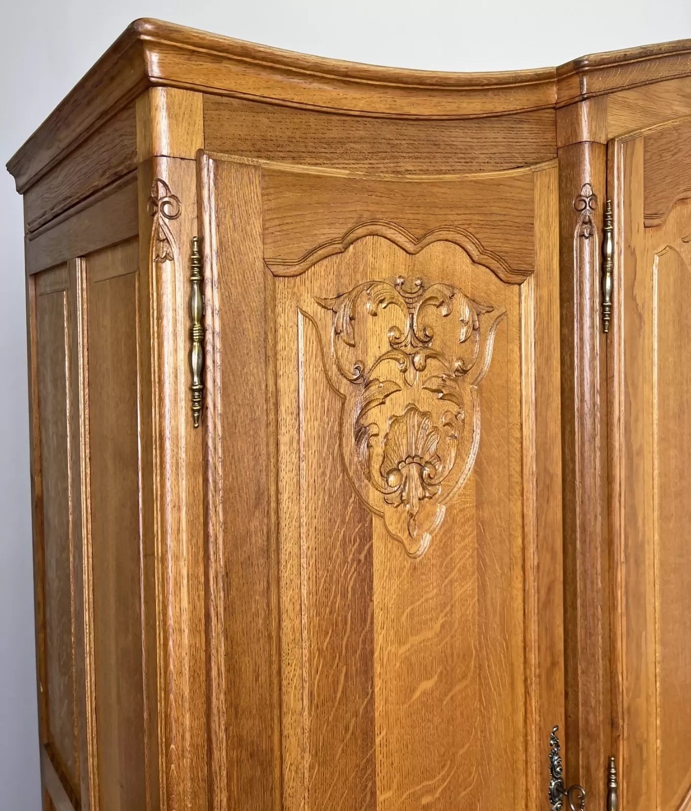 Wardrobe Vintage French Louis XVI Style Four Door Oak Carved Armoire LOT 4930