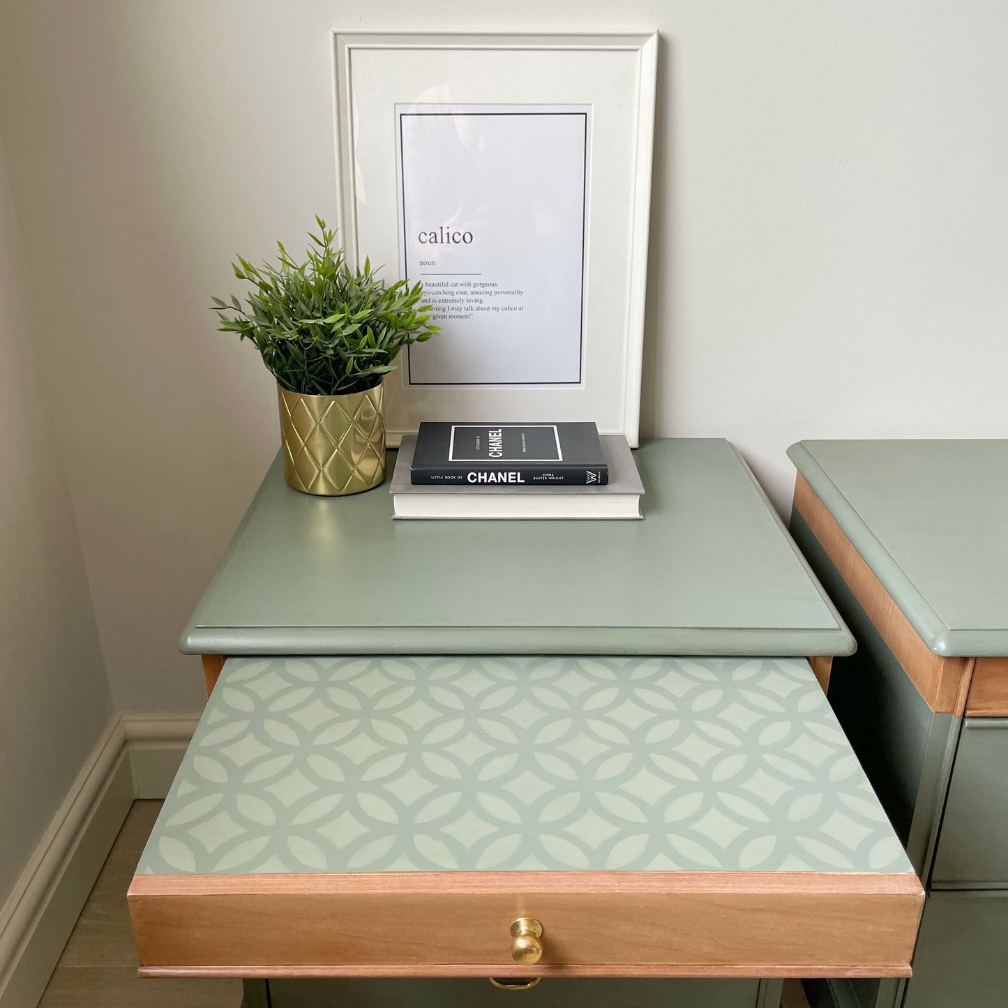 Pair of Hand-Painted Green Stag Bedside Tables | Vintage Wooden Cabinets | Professionally Restored Furniture