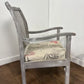 Vintage Painted Grey Cane Back Armchair / Bedroom Chair