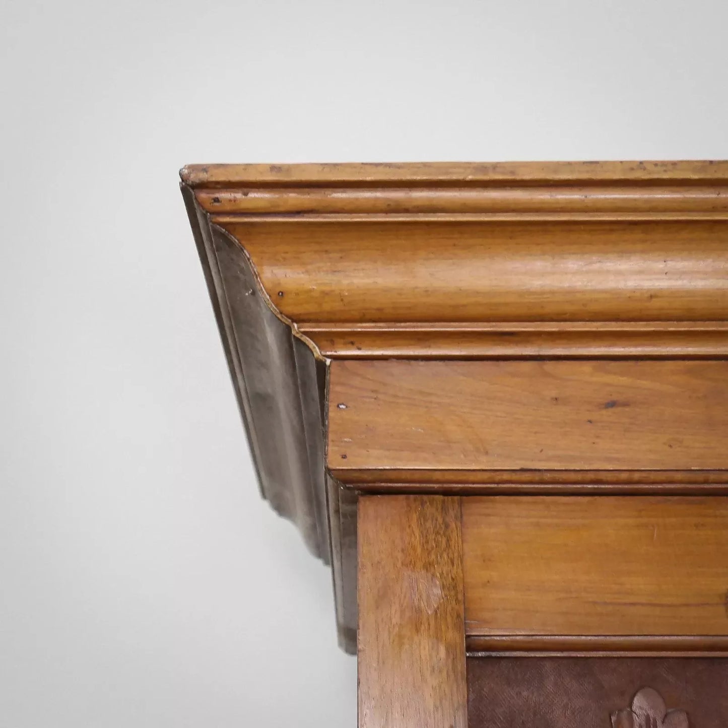 Edwardian Walnut and Carved Mahogany Wardrobe with Bevel Edged Mirrors & Drawer