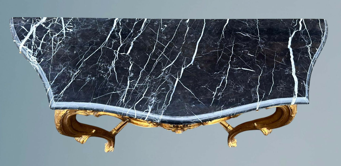 French Rococo Gilt Serpentine Console Table