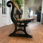 Black Cast Iron Very Heavy Garden Park Bench fully restored Oak Wood
