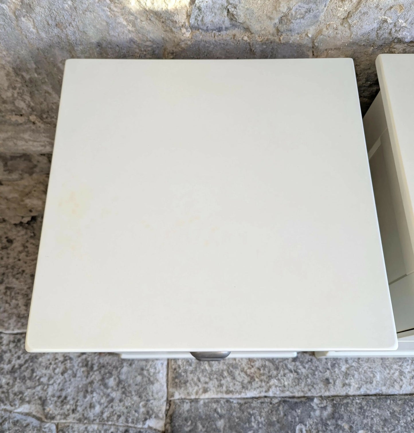 Pair Painted Bedside Tables with Drawers - Off White/ Cream