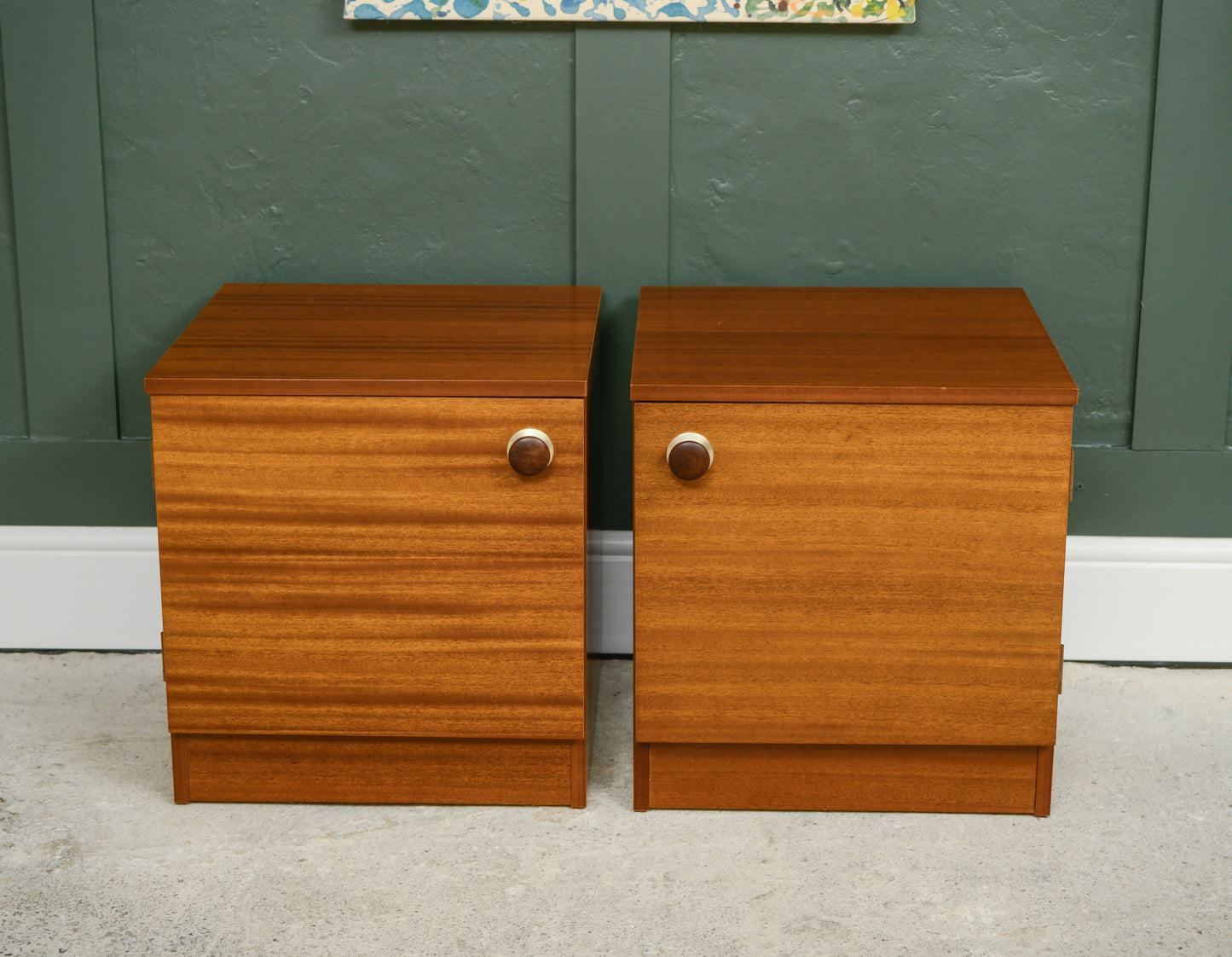 Pair Mid Century Teak Bedside Table - 1960s - Avalon