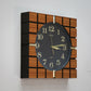 Wall Clock Mid Century Retro Waffle Style. Wood Effect Quartz Clock