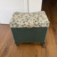 Mid century Lloyd loom style ottoman/padded storage stool. Green paint. Matching cotton top