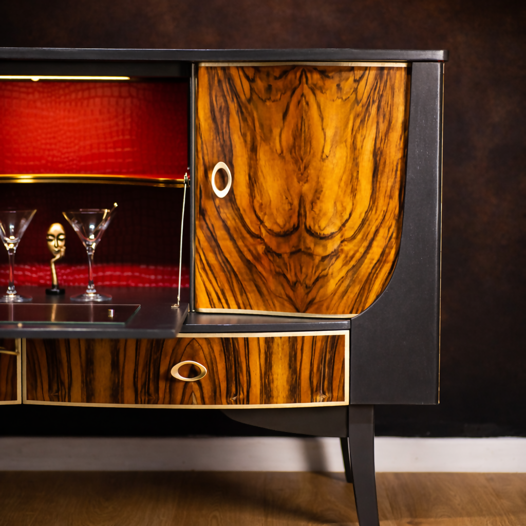 Crimson Crimson Cocktail Cabinet | Drinks Cabinet | Mid Century Bar Cabinet | Statement Home Bar