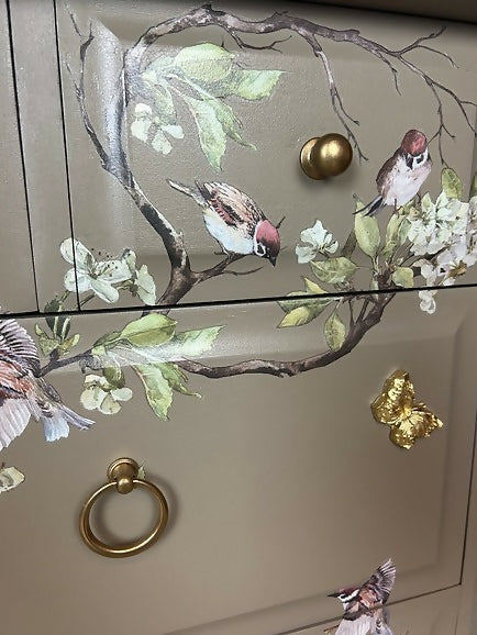 Neutral Blossom flight Stag Chest of Drawers