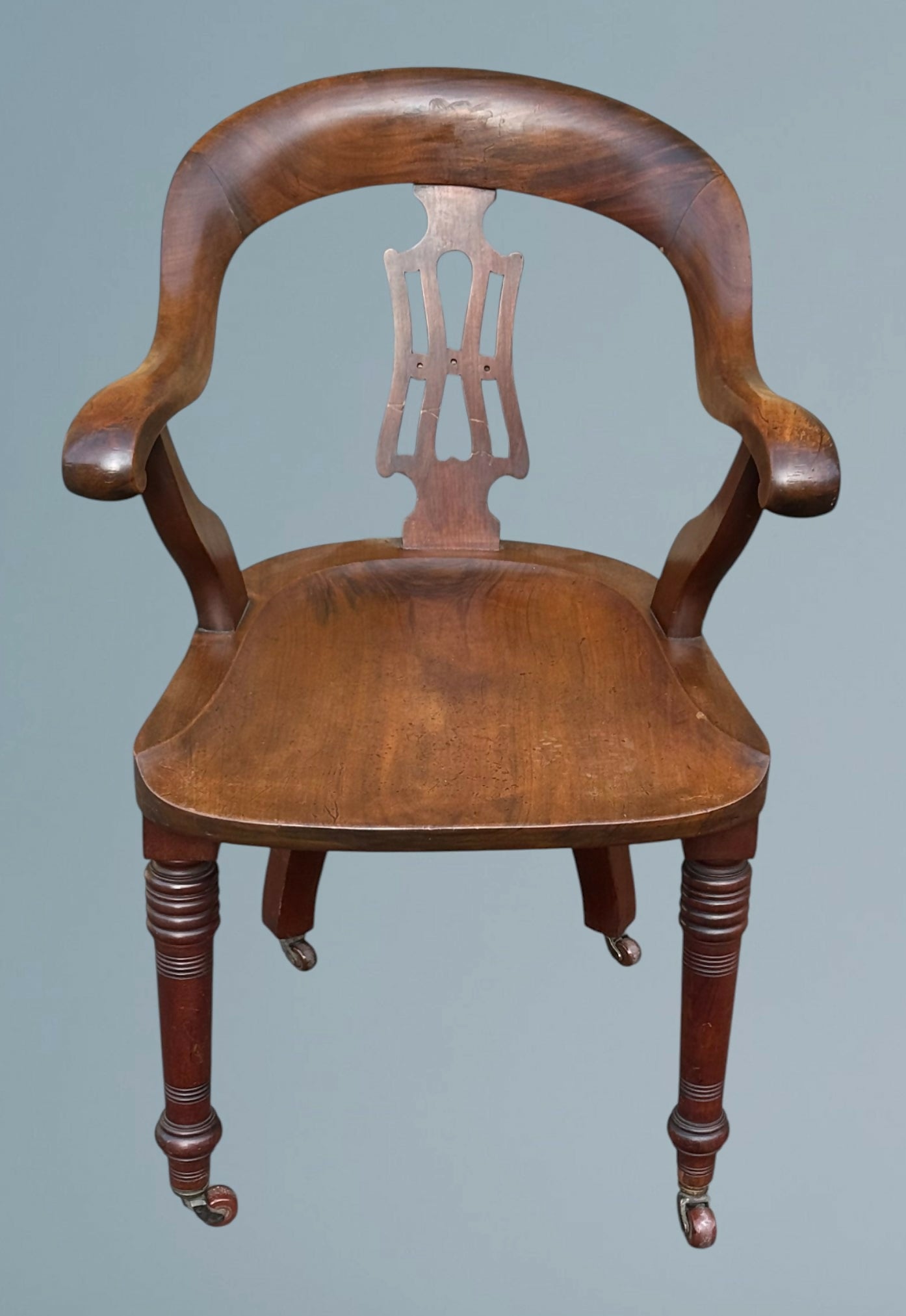 19th Century Walnut Desk Chair / Office Chair