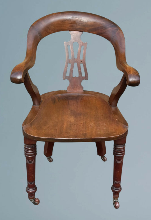 19th Century Walnut Desk Chair / Office Chair