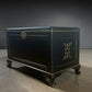 Ottoman. Antique Oriental storage Chest. Black and gold. Handpainted.