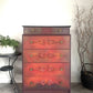 Vintage Stag Chest of Drawers Hand Painted, Red Orange