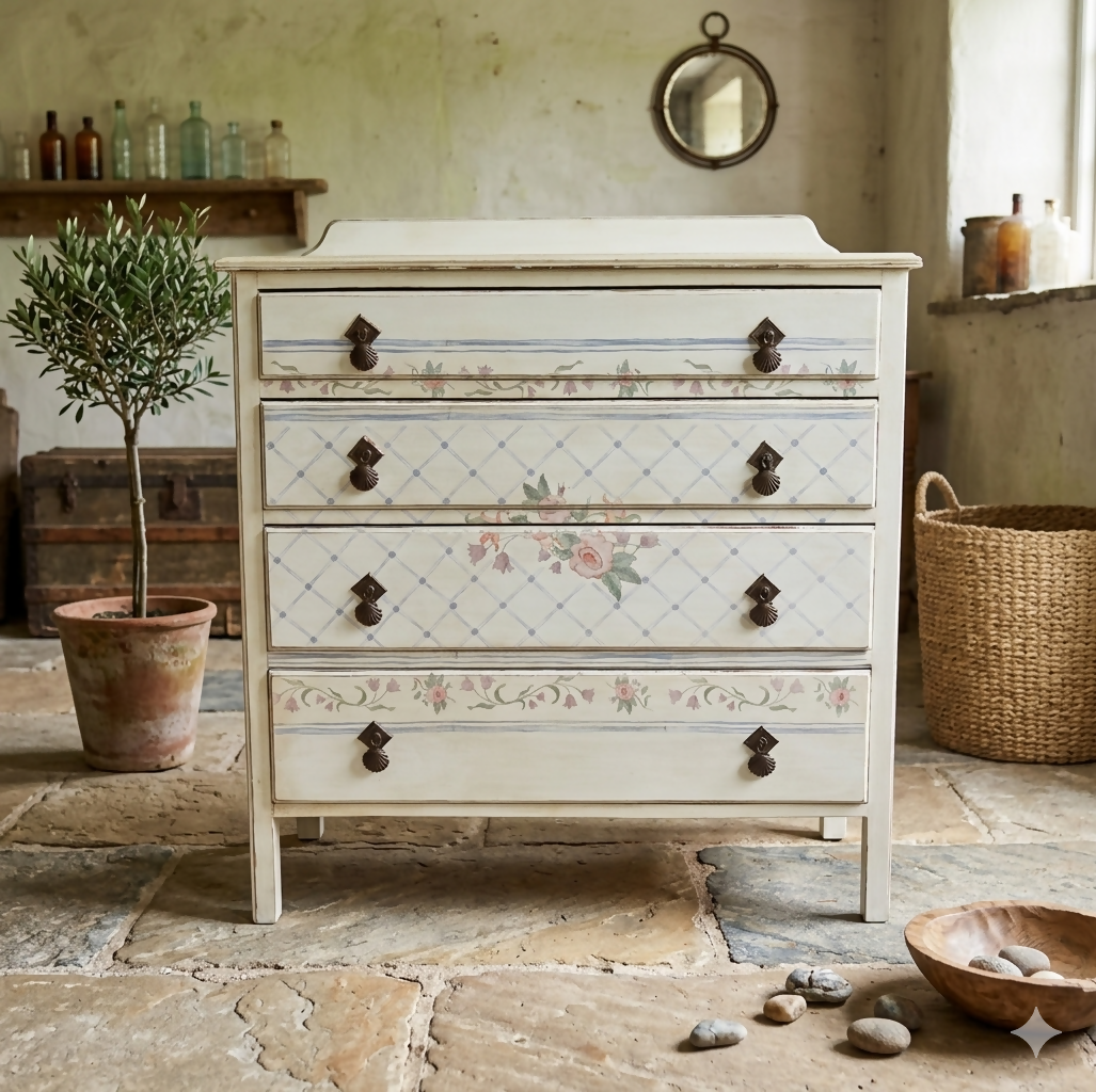 Beautiful vintage chest of drawers in Old English White