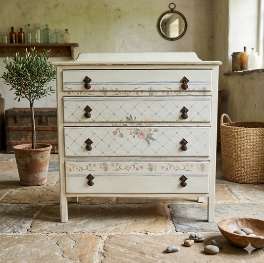 Beautiful vintage chest of drawers in Old English White