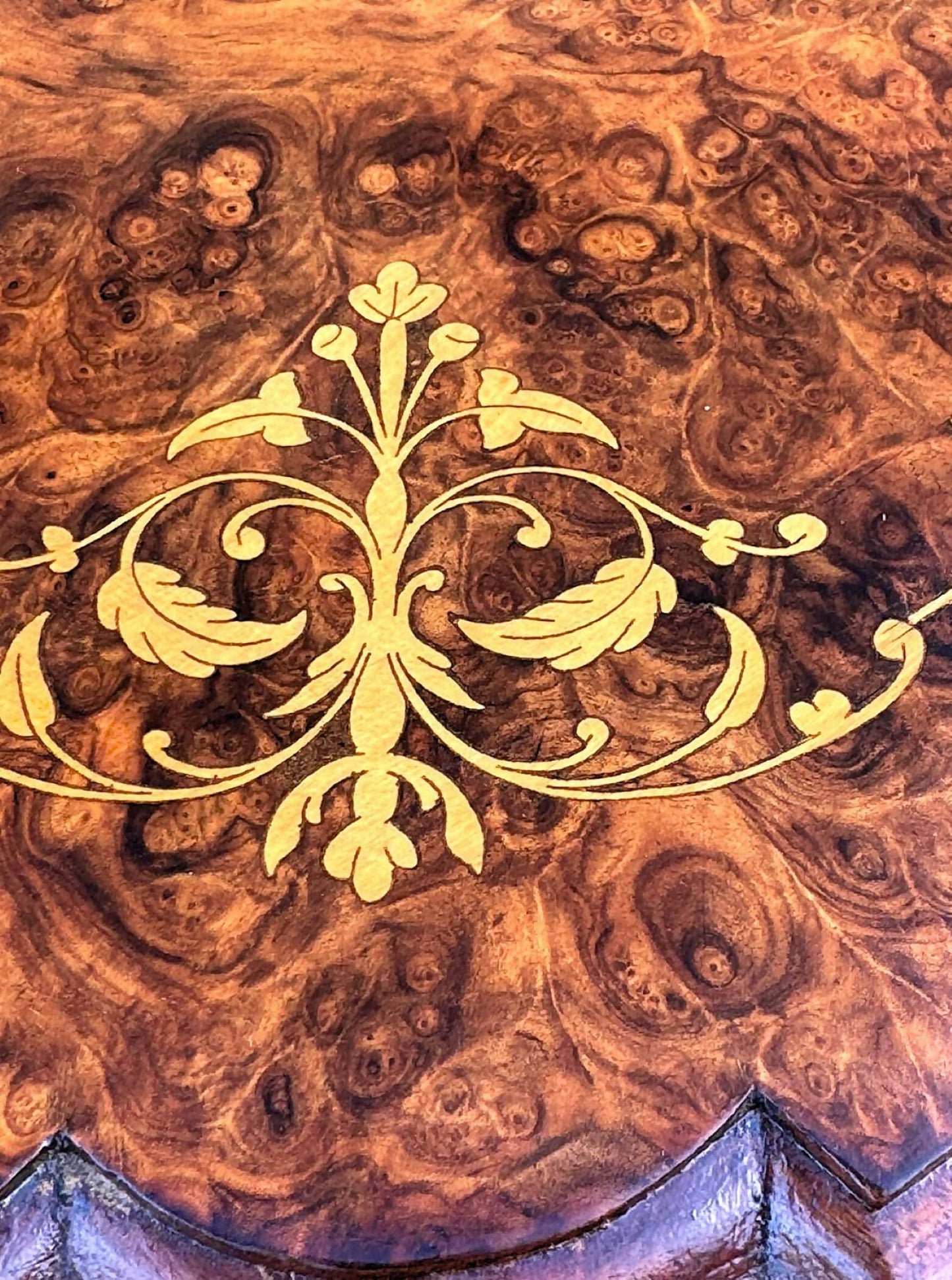 Antique Victorian Inlaid Walnut Free Standing Table