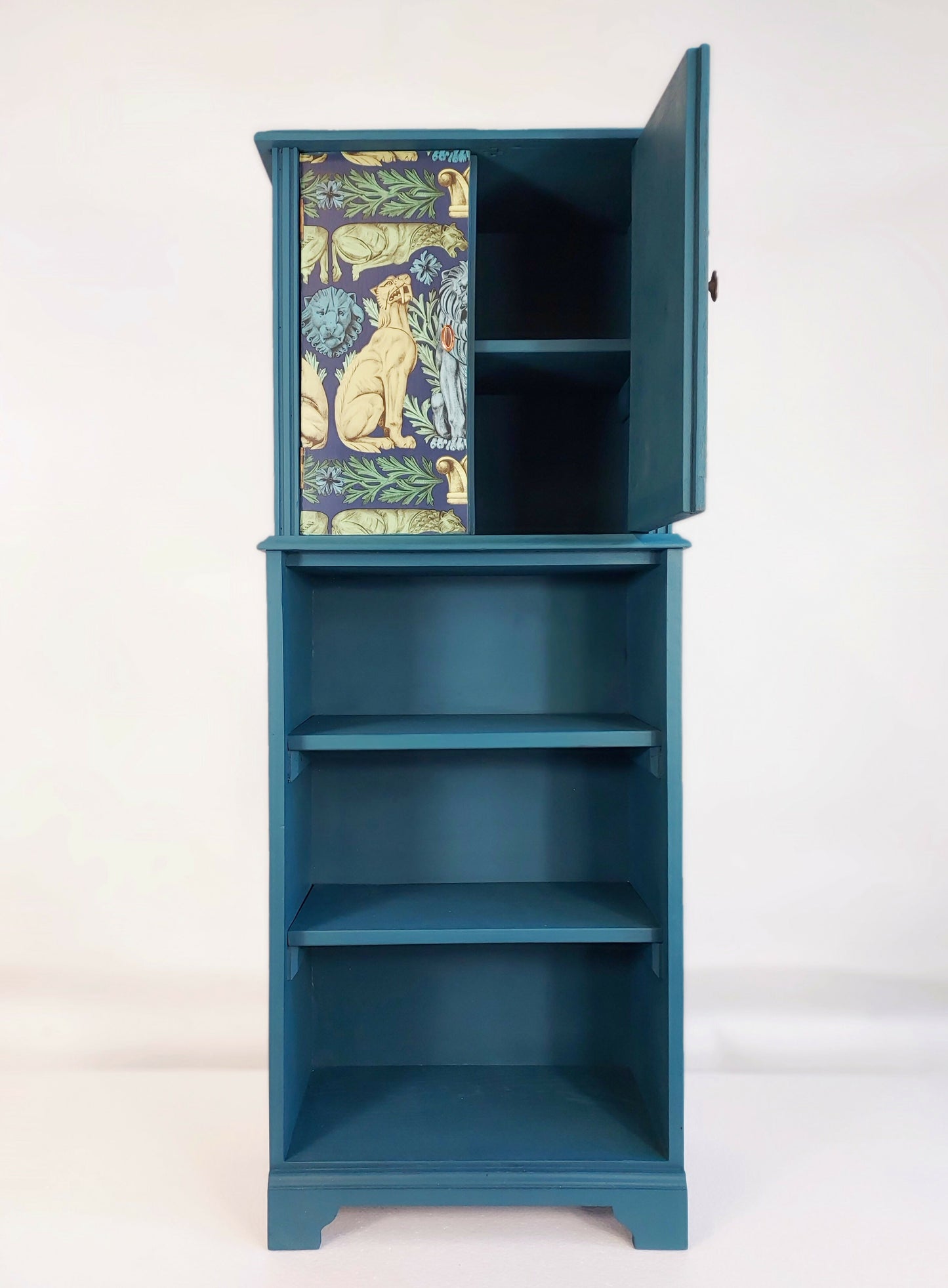 Teal Cabinet With Decorative Front