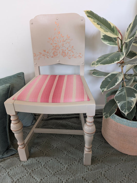 Upcycled statement chair – dressing table chair - cream taupe