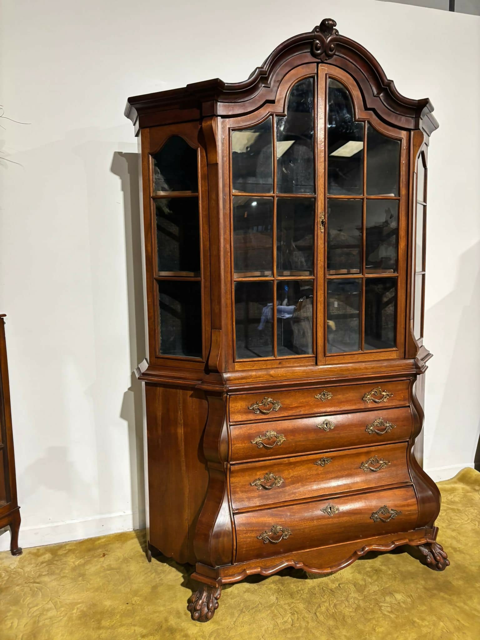 Dutch Mahogany 19th Century Bombe Display Cabinet77