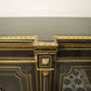 Antique Ebonised Black and Gilt Brass Credenza 19th Century with Porcelain Plaques