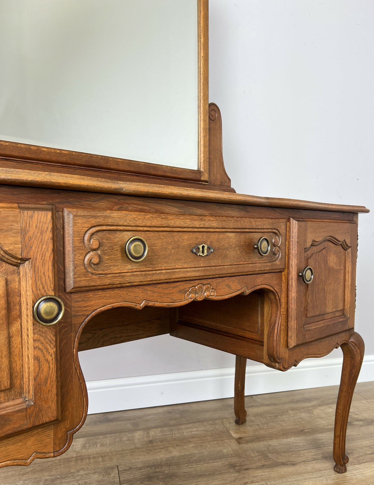 Dressing Table with Mirror Vintage French Oak Louis Vanity Table Makeup LOT 6317