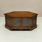 Old Charm TV Stand Linenfold Leaded Glass Doors Light Oak FREE UK Delivery*