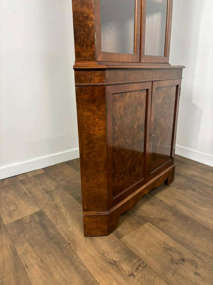 Reproduction Burr Walnut Corner Cabinet
