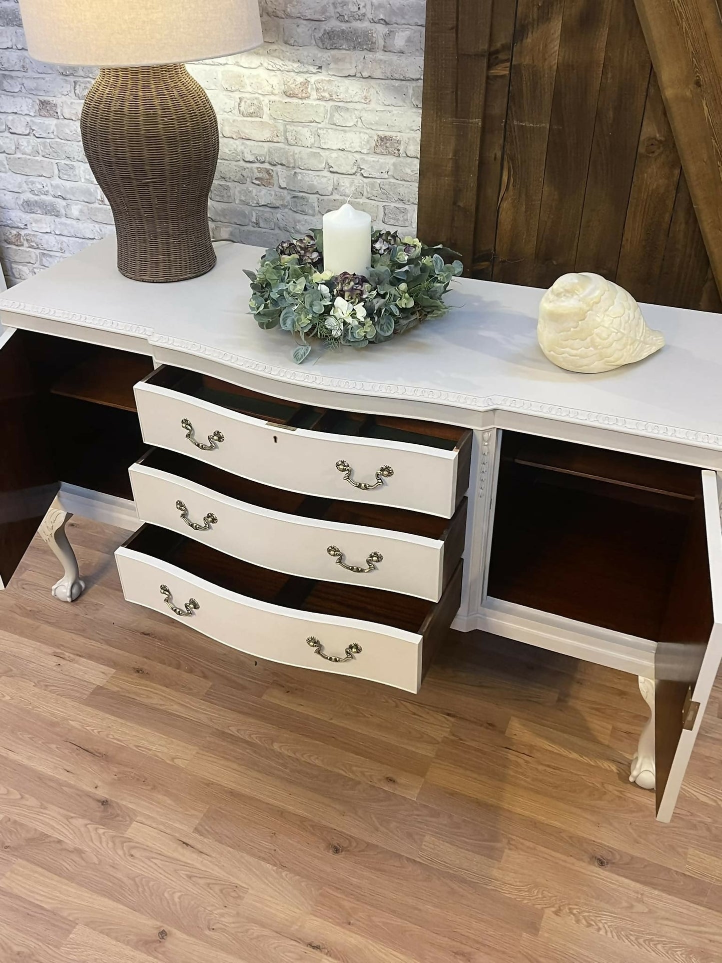 Stunning Large Mahogany Sideboard Fusion Paint Cathedral Taupe