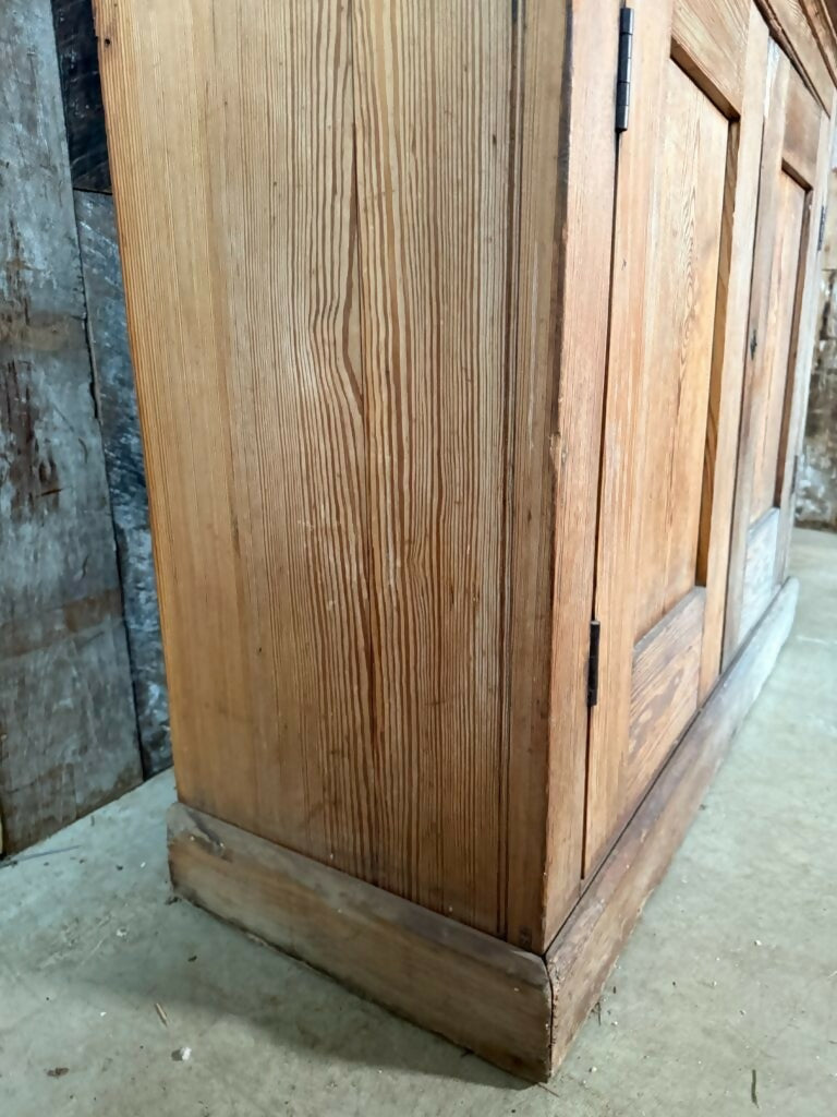 Vintage Early Victorian Tall Pine Housekeeper Pantry Kitchen Larder Shelves Double Cupboard, c.1820