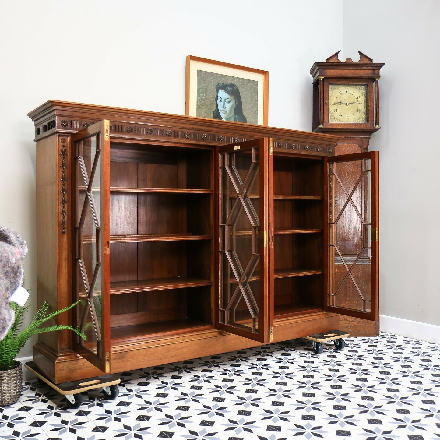 Howard and Sons Bookcase Astral Glazed Mahogany Early Twentieth Century