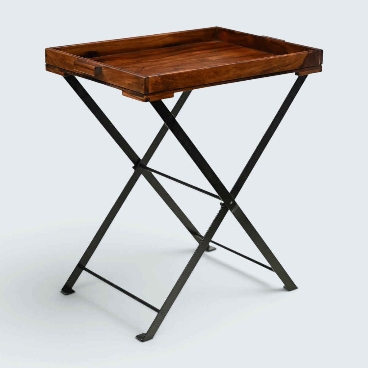 Mahogany Butlers Tray / Fold Away Side Table Iron Frame with FREE UK Delivery*