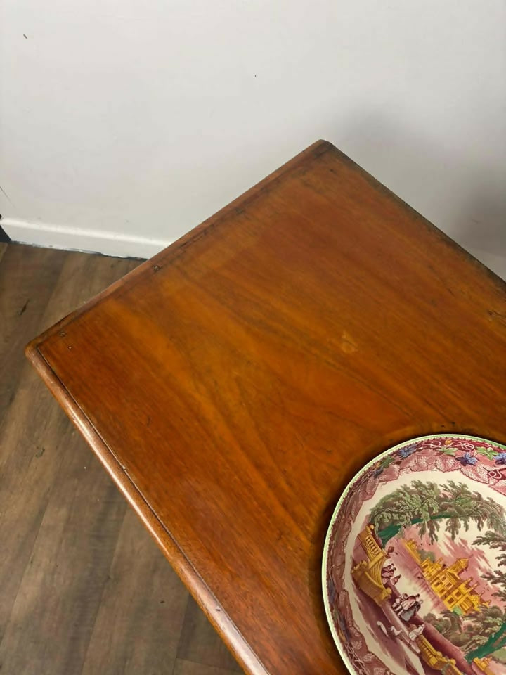 Victorian Mahogany Washstand with Two Drawers & Ceramic Bowl