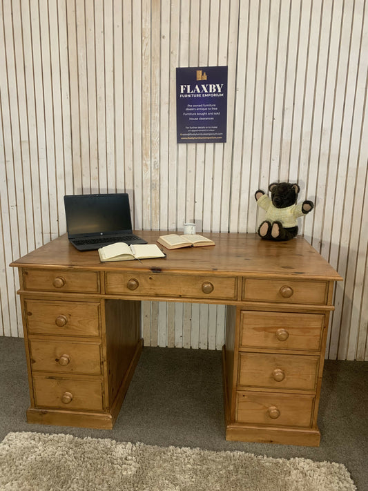 Handmade Solid Pine Desk with Cupboard • Home Office Study Table • Classic Wooden Desk