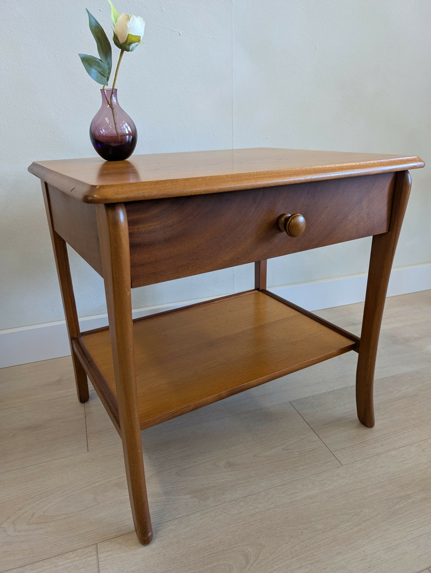 Mid Century Teak Side Table with Drawer & Shelf by Sutcliffe