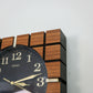 Wall Clock Mid Century Retro Waffle Style. Wood Effect Quartz Clock