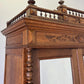 Wardrobe Antique French Oak Two Door Mirrored Carved Armoire Cabinet LOT 6153