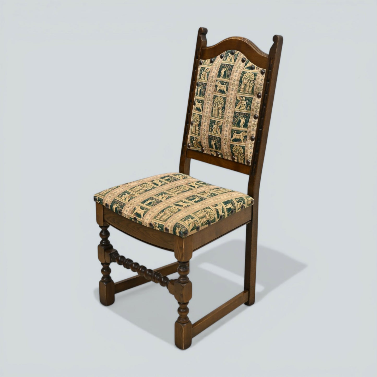 6 Old Charm Dining Chairs Premium Studded Upholstery Light Oak FREE UK Delivery*