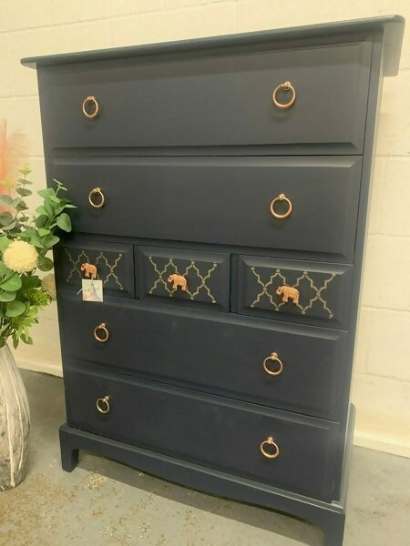 Stag Minstrel Chest Of Drawers Tall Boy Mid Century Painted Bespoke Upcycled – Choose Your Colour