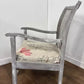 Vintage Painted Grey Cane Back Armchair / Bedroom Chair