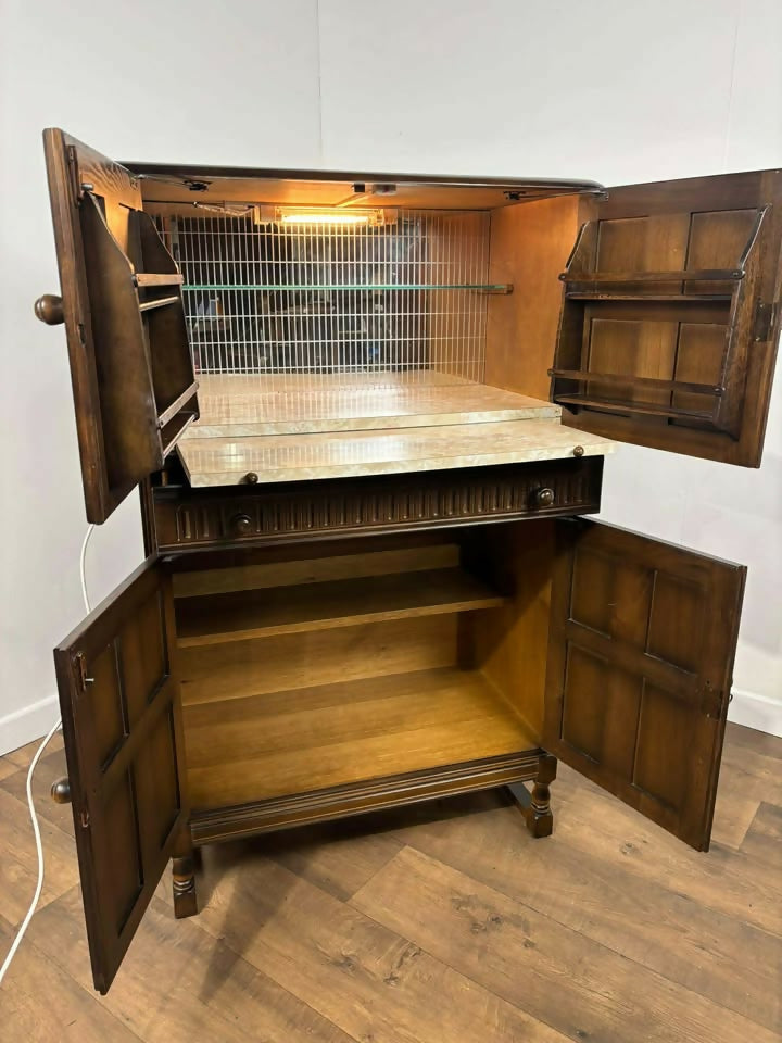 Vintage Priory Oak Cocktail Cabinet