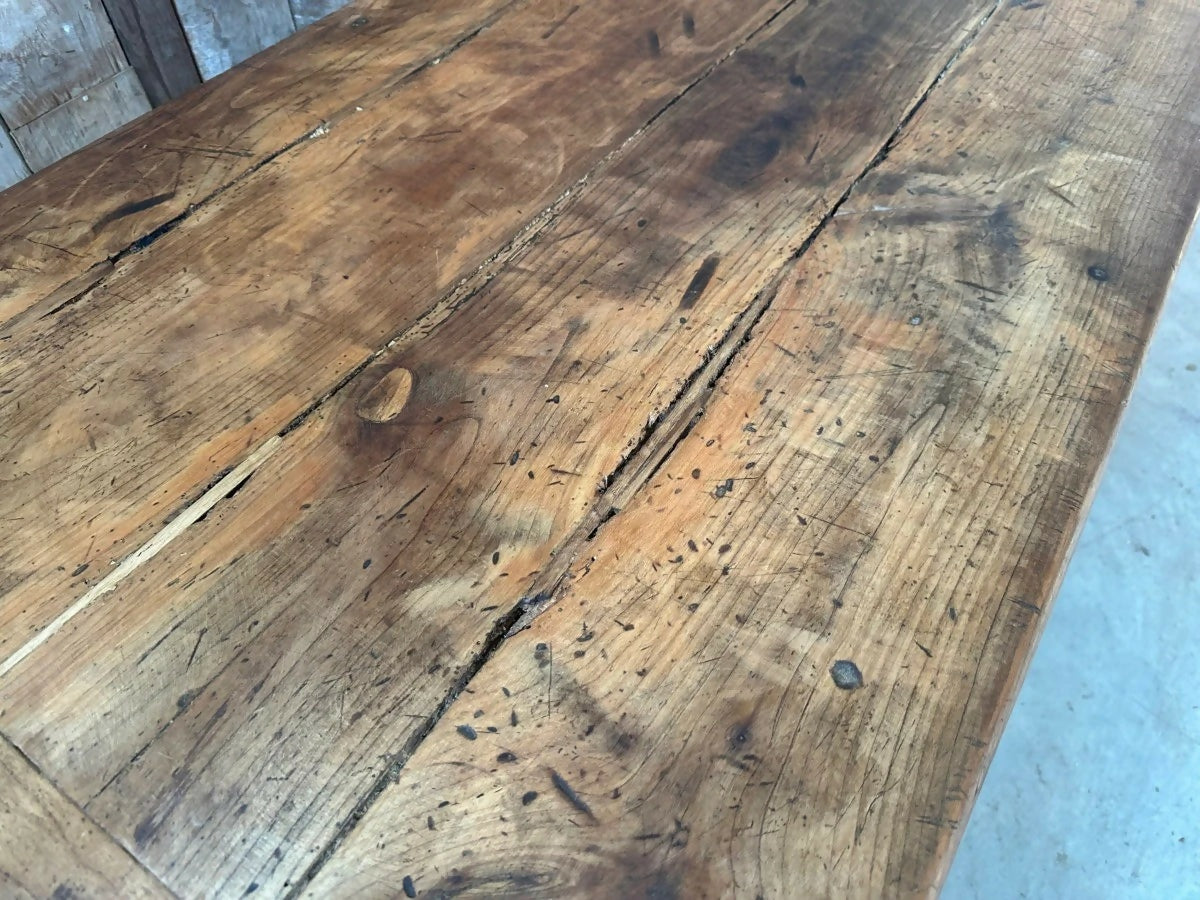 Antique French Fruitwood Refectory Farmhouse Dining Table, c1820. L201