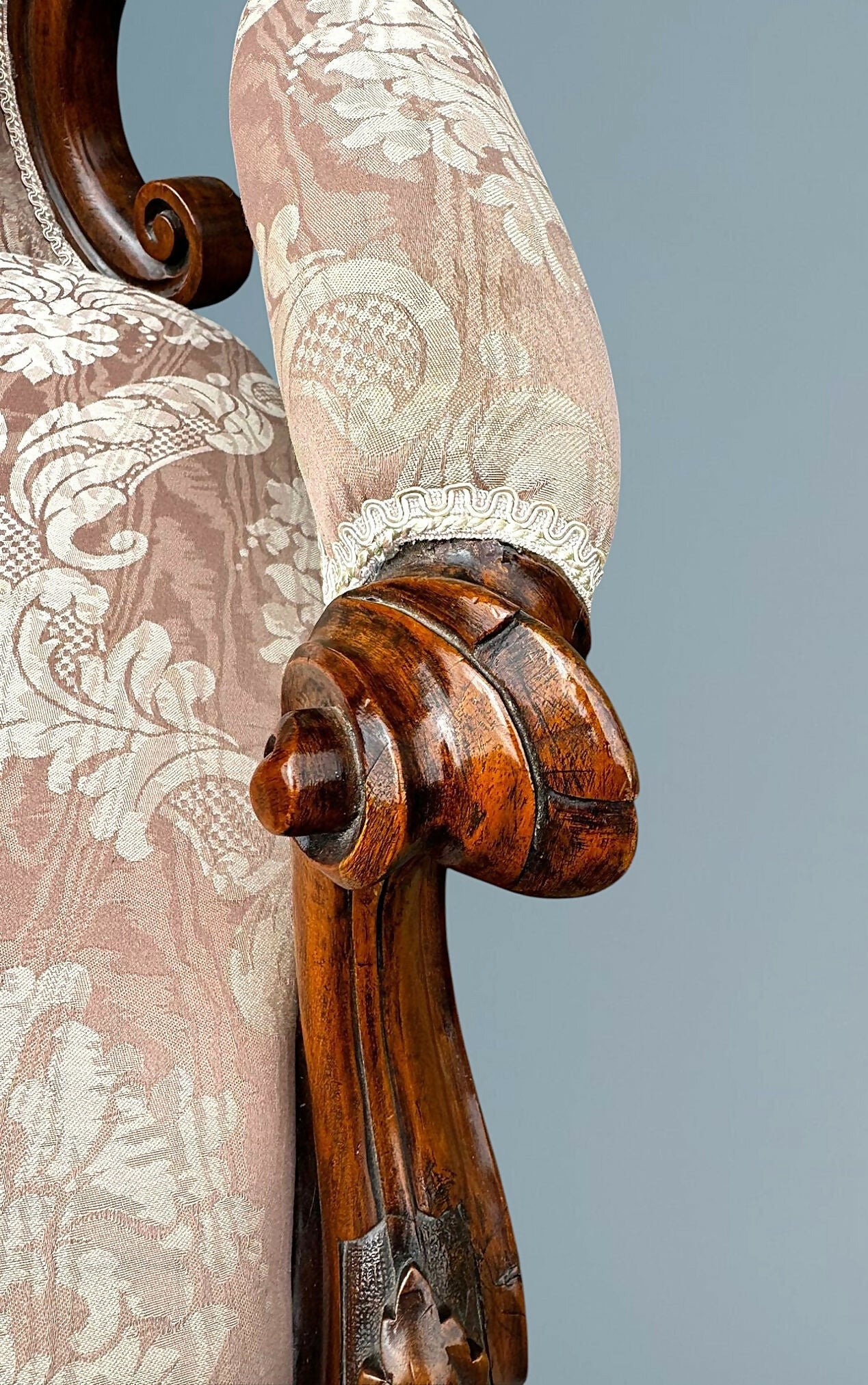 Victorian Walnut Open Armchair