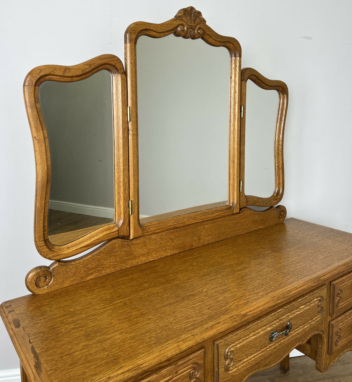 Dressing Table with Mirror Vintage French Oak Louis Vanity Table Makeup LOT 6321
