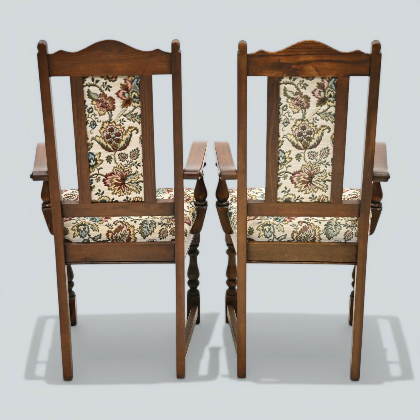 2 Old Charm Dining Chairs Carvers Solid Oak Tudor Brown Trellis FREE UK Delivery