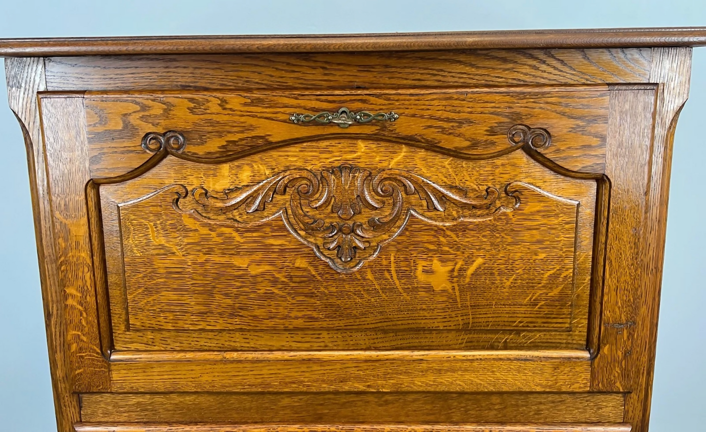 Cabinet Vintage French Louis XVI Style Oak Fall Front Carved Sideboard LOT 3779