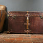 English handmade luxury leather steamer trunk - Vintage style - hand dyed