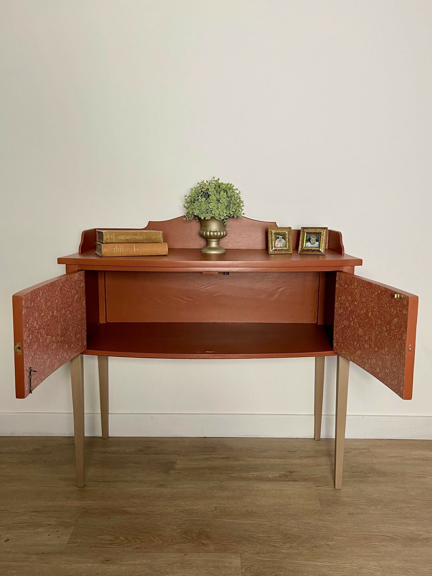 Unique vintage sideboard painted terracotta