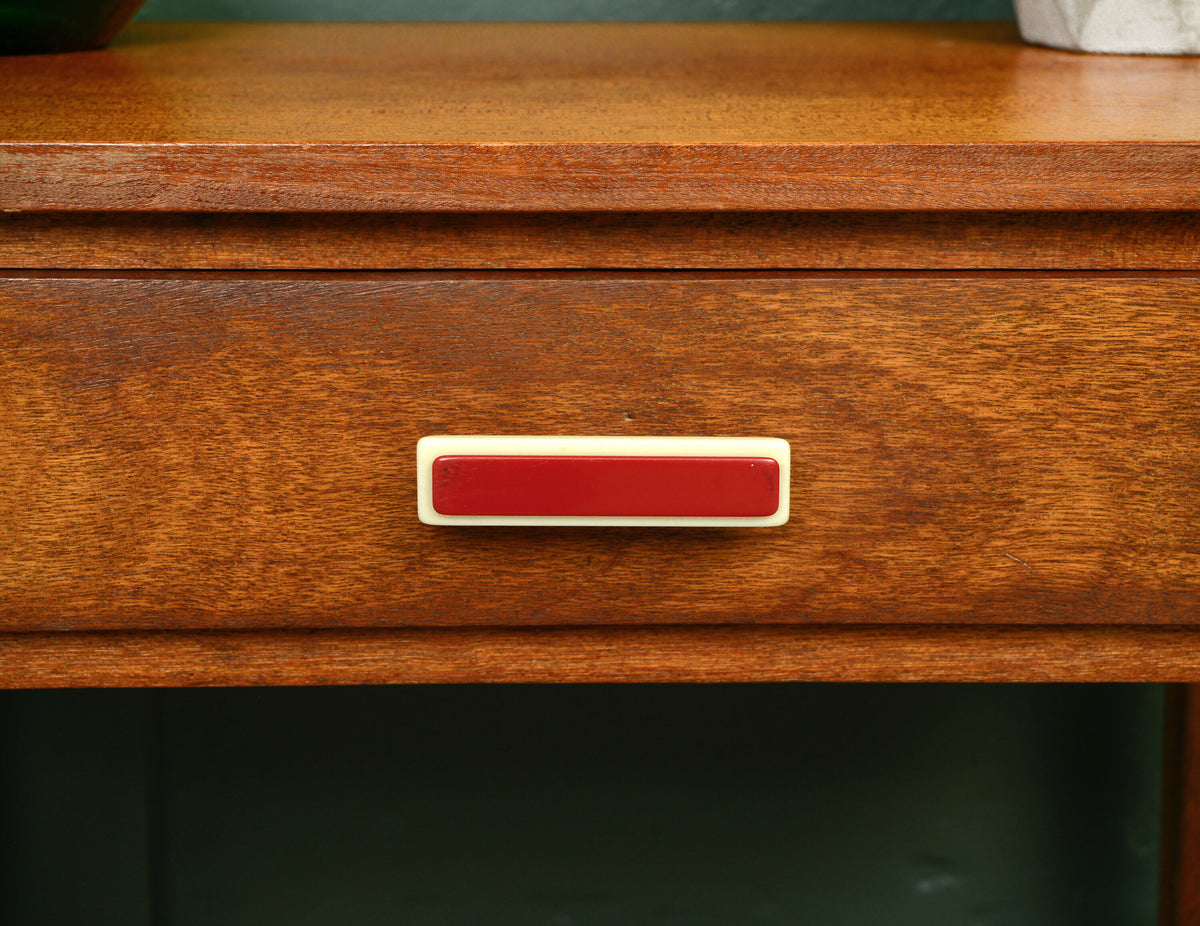 Mid Century Teak Console Table Side Table with Red Handle - 1960s