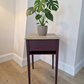 Antique Sewing Box Table — Aubergine painted, Silk lined